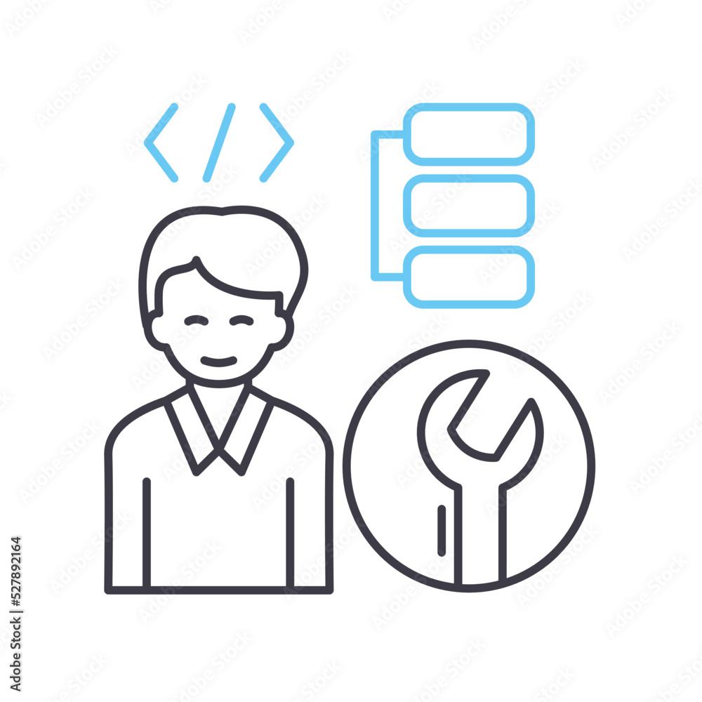 full stack designer line icon, outline symbol, vector illustration, concept sign full stack designer line icon, outline symbol, vector illustration, concept sign