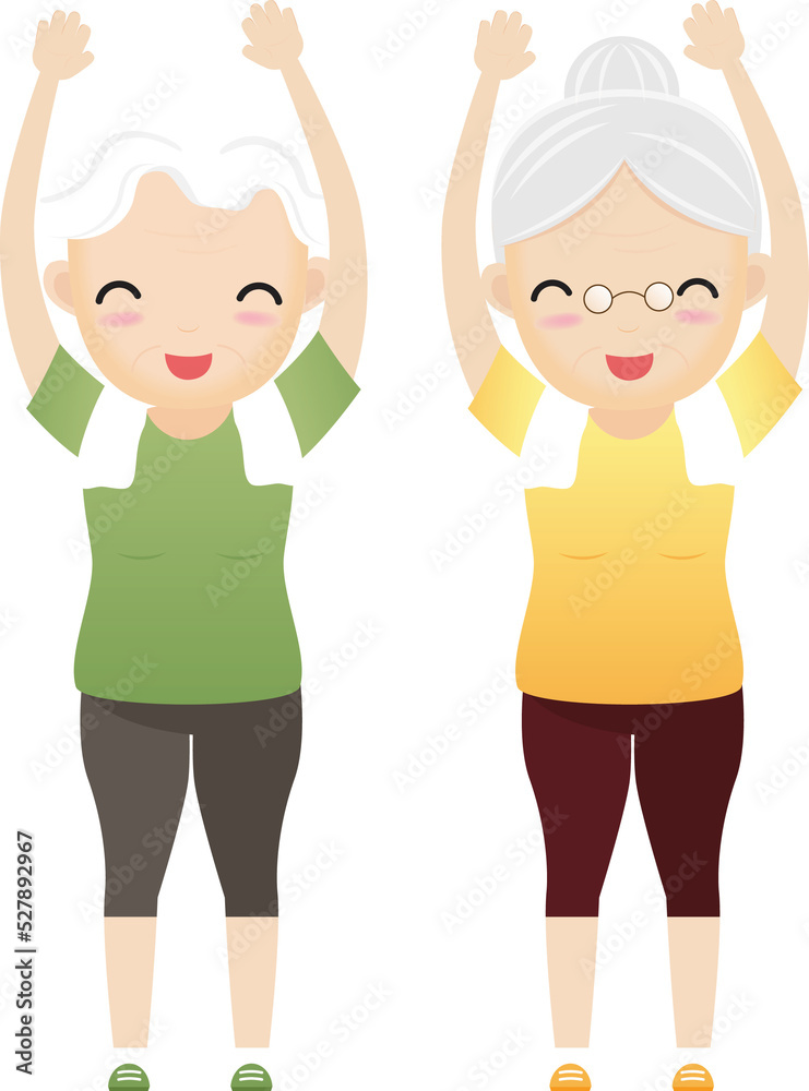 Elderly people exercising. Active healthy workout aged people. Old woman making morning exercises. Elderly people exercising. Active healthy workout aged people. Old woman making morning exercises.
