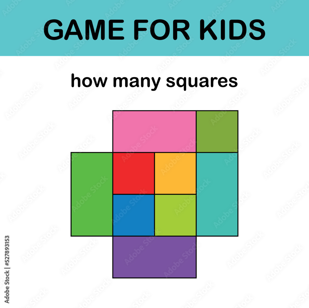 How many squares? Math game for kids