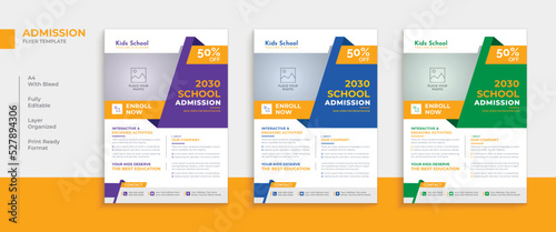 Professional kid's school admission flyer design template layout