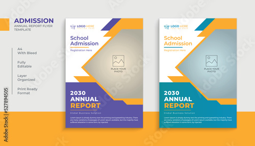 Admission annual report cover design, Kids education flyer template design