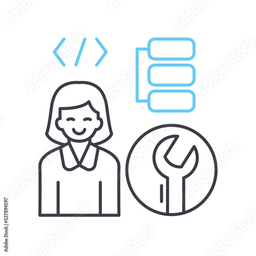 full stack designer line icon, outline symbol, vector illustration, concept sign