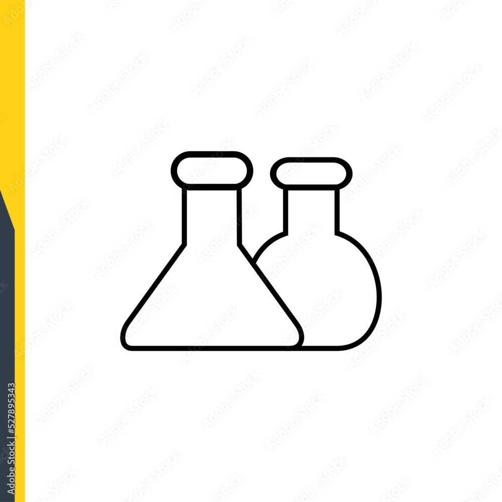 flasks for chemistry vector line icons. Back to school flasks for chemistry vector line icons. Back to school