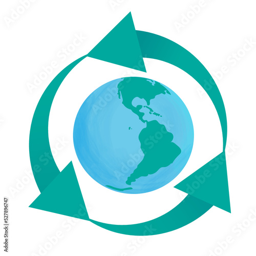 Eco vector illustration. Recycling, taking care of the planet. The icon is isolated on a white background.