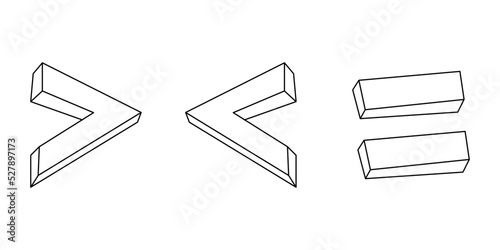 less than greater than and equal symbol in mathematics. inequality symbols