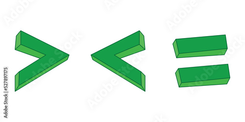 less than greater than and equal symbol in mathematics. inequality symbols