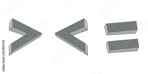 less than greater than and equal symbol in mathematics. inequality symbols