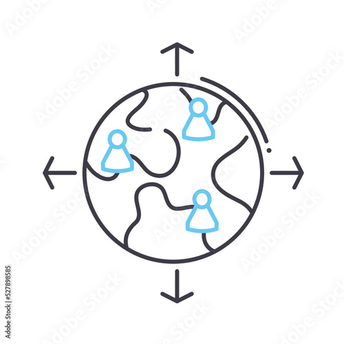 global outsource line icon, outline symbol, vector illustration, concept sign