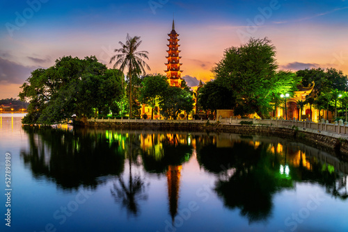 Tran Quoc Pagoda in West Lake, Hanoi, Vietnam.