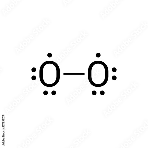 Lewis structure of O2 on white background