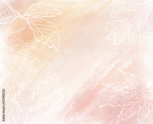 Autumn watercolor background with leaves