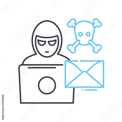 hacking line icon, outline symbol, vector illustration, concept sign