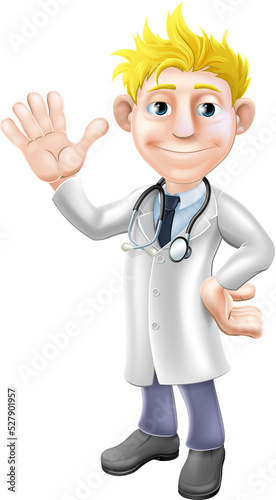 Cartoon doctor waving