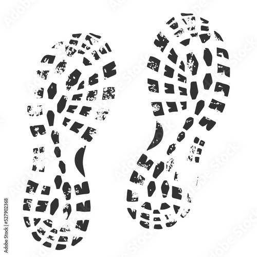 Footprint with grunge effect. PNG.