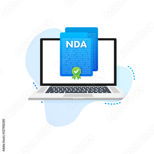 NDA Document, Non disclosure agreement, Privacy document. Vector stock illustration.