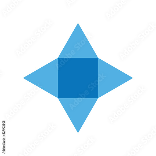 Geometry net of square-based pyramid. 3d solid shape in mathematics