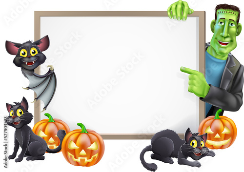 Halloween Sign with Bat and...