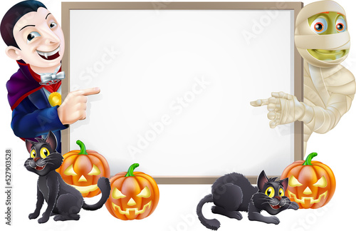 Halloween Sign with Mummy a...