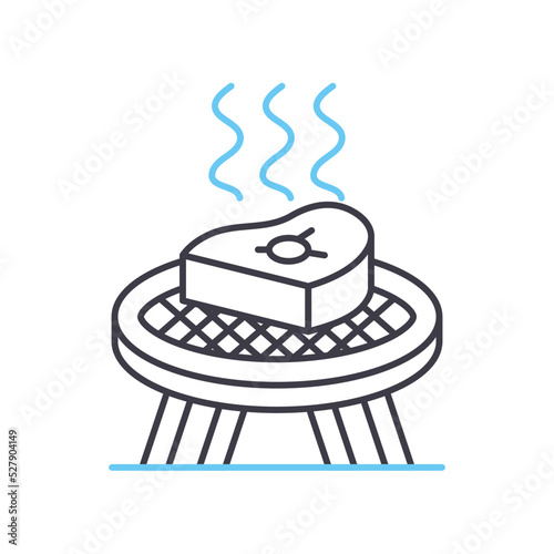 grate cooker line icon, outline symbol, vector illustration, concept sign