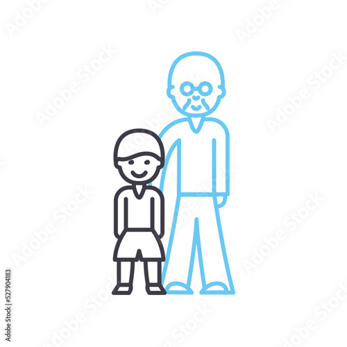 granpa and granson line icon, outline symbol, vector illustration, concept sign photo