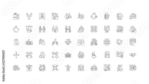 Franchise ideas, linear icons, line signs set, vector collection