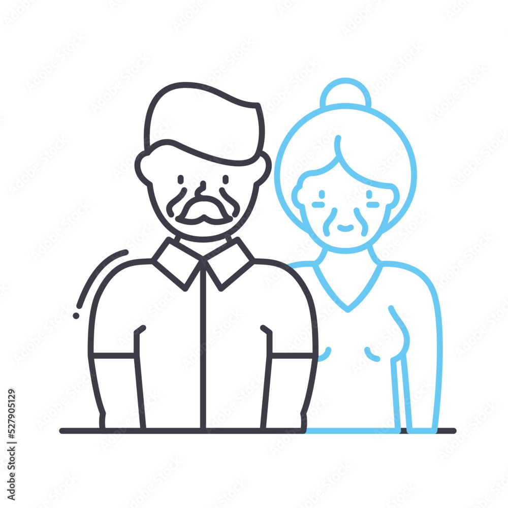 grandparents line icon, outline symbol, vector illustration, concept sign