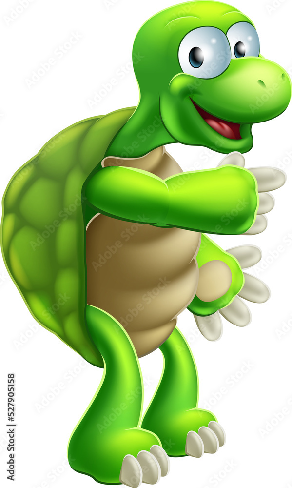 Obraz premium Cartoon Tortoise or Turtle pointing