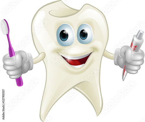 Tooth man holding paste and...