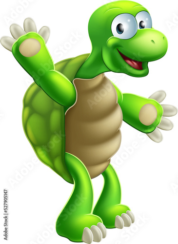 Cartoon Tortoise or Turtle Waving