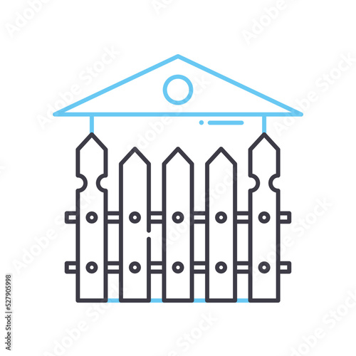 home fence line icon, outline symbol, vector illustration, concept sign