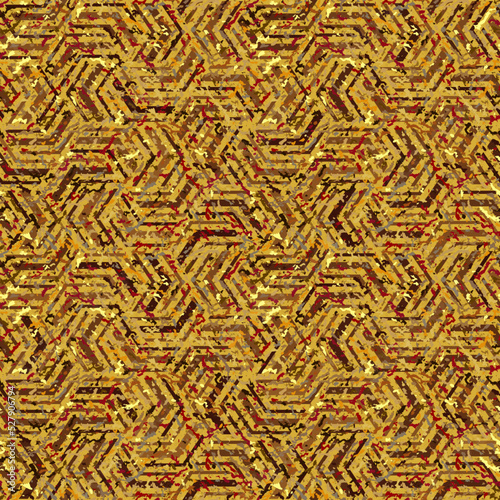 Abstract seamless pattern. Repeated art background. klim style in yellow color. Repeating modern texture for design prints. Repeat grunge gustav patern. Clash painting effect. Vector illustration