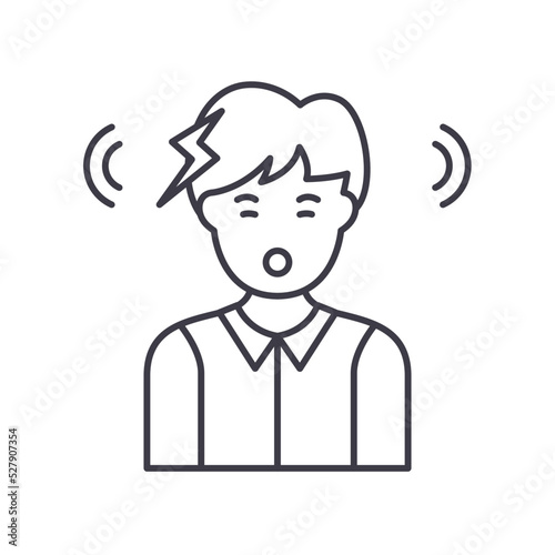 headache line icon, outline symbol, vector illustration, concept sign