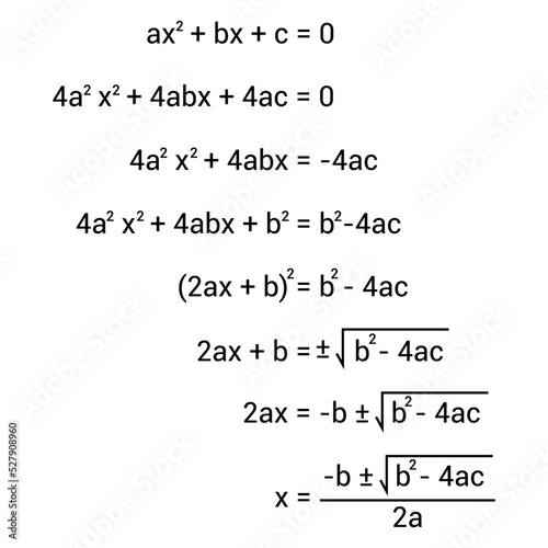 Proof of quadratic formula in mathematics photo