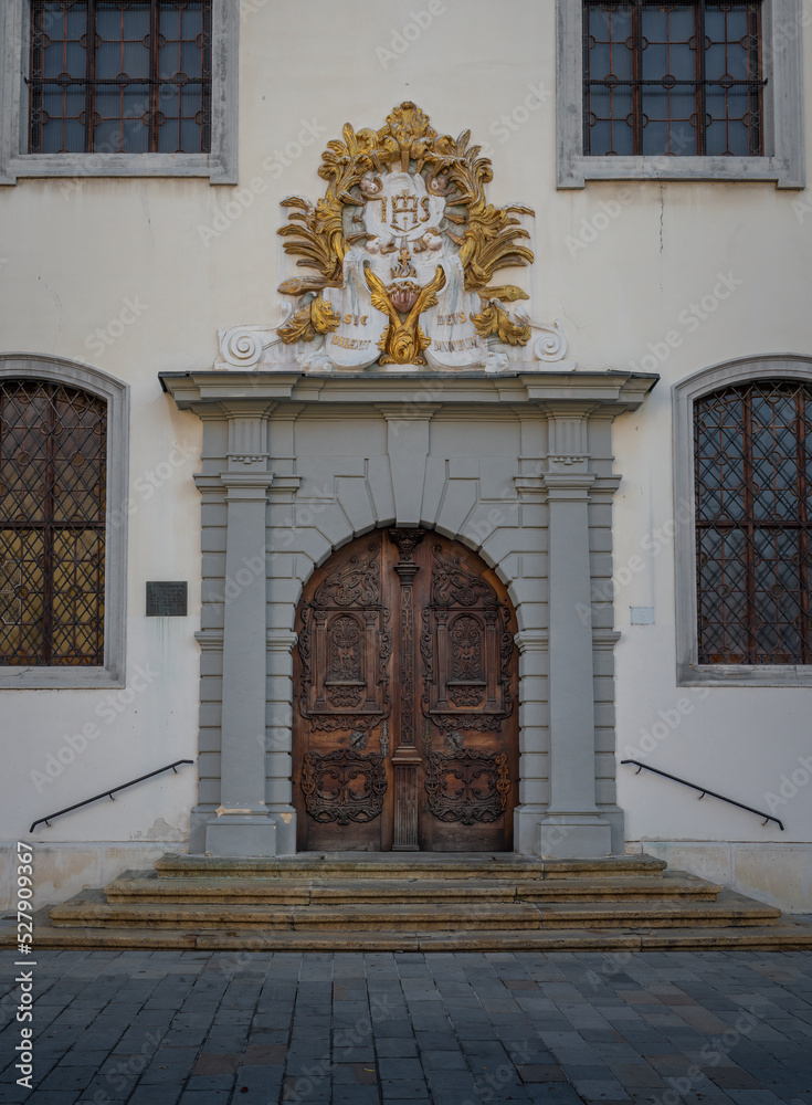 Jesuit Church doors at Main Square - Bratislava, Slovakia