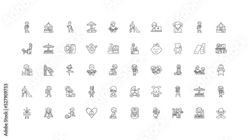 Children ideas, linear icons, line signs set, vector collection