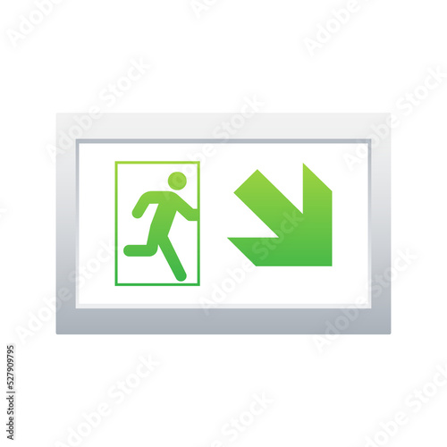 Emergency exit sign. Protection symbol. Fire icon. Vector stock illustration.