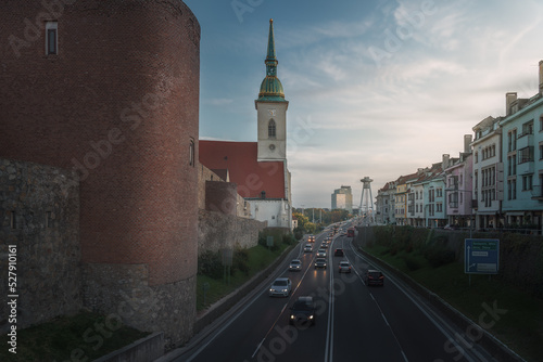 St. Martin Cathedral, Old Medieval Walls, SNP Bridge and UFO Tower - Bratislava, Slovakia- Bratislava, Slovakia