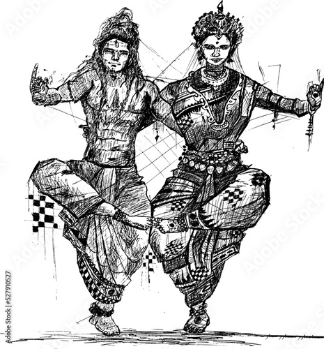 Shiva And Parvati. (Sketch)