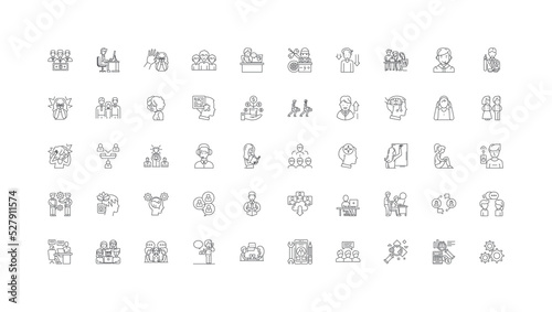 Mindset concept illustration, linear icons, line signs set, vector collection