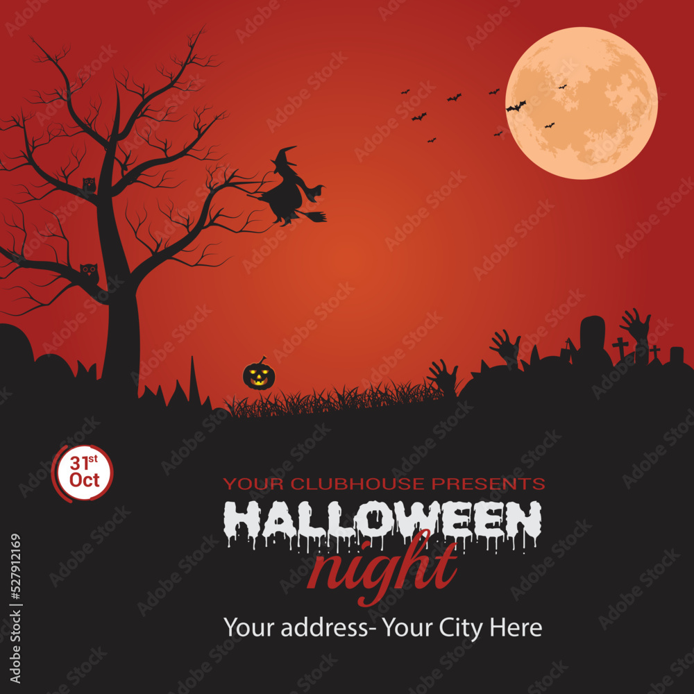 Halloween party bats concept social media post banner
