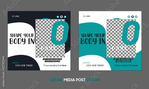 Gym and Fitness social media post design web banner template 