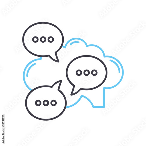 inner dialogue line icon, outline symbol, vector illustration, concept sign