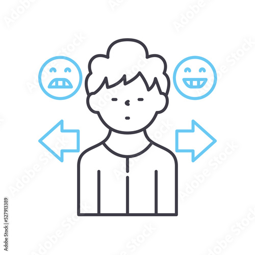 inner conflict line icon, outline symbol, vector illustration, concept sign