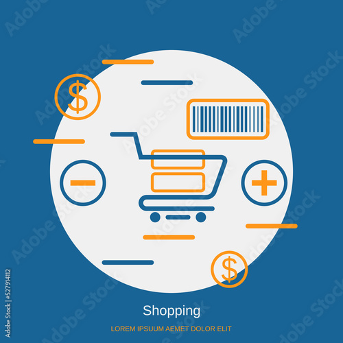 Online shopping, e-commerce, distant trade flat design style vector concept illustration