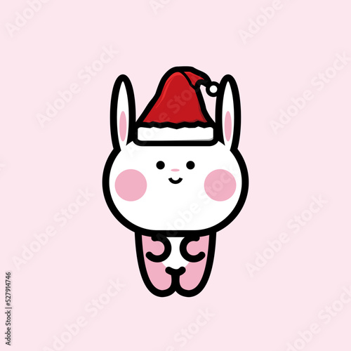 Cute little bunny kid wearing a santa hat, cartoon design vector
