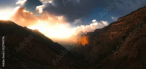 Sunset in the valley of Jabal Qahar, Saudi Arabia (HIGH RESOLUTION) photo