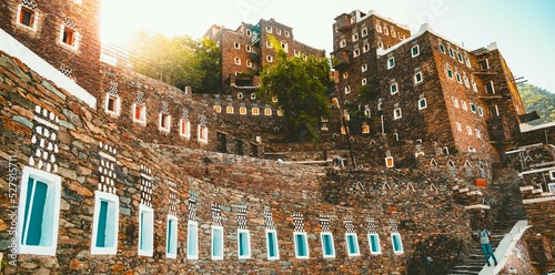 Bild auf Leinwand Old brick castle in Rijal Alma, Saudi Arabia.