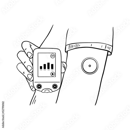 Blood glucose meter without puncture. Health care concept. Vector illustration.