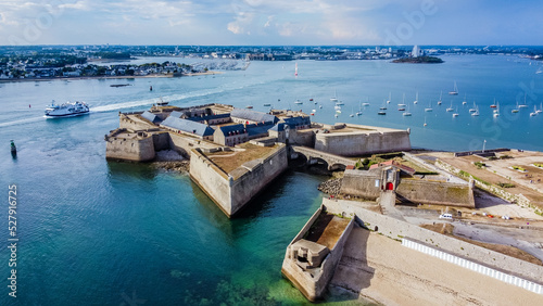 Aerial view of the citadel of Port-Louis in Morbihan, France, modified by Vauban in the 17th century to protect the port of Lorient in the south of Brittany photo