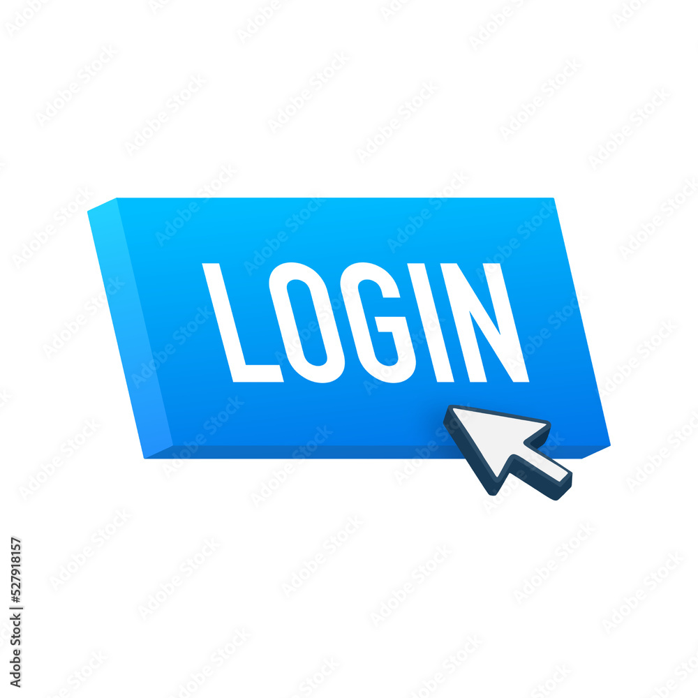 Blue login button. Cursor icon. Arrow icon. Web banner. Web template. Blue login button. Cursor icon. Arrow icon. Web banner. Web template.